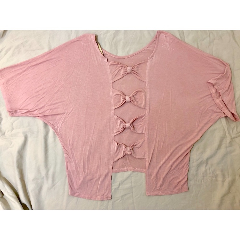 Pink Shirt with Back Bow Tie Detail